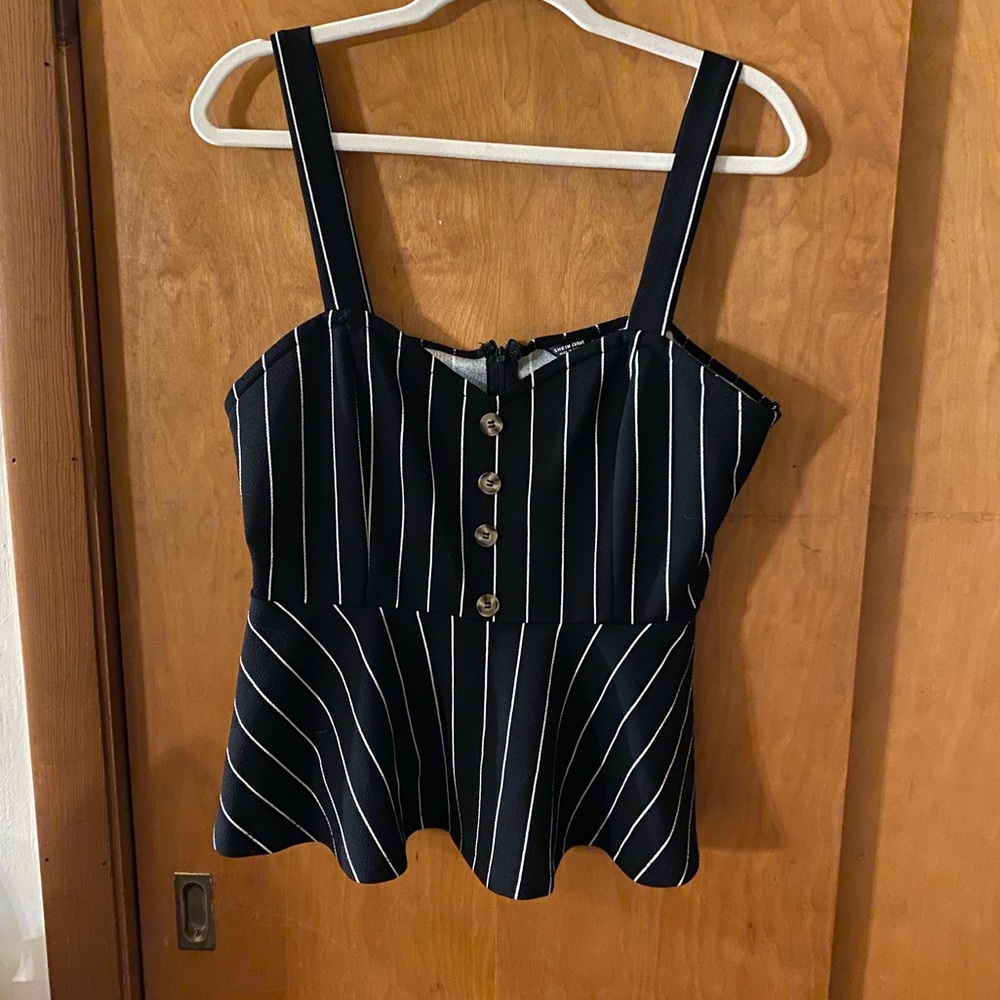 Black and white peplum tank